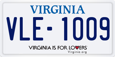 VA license plate VLE1009
