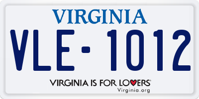 VA license plate VLE1012