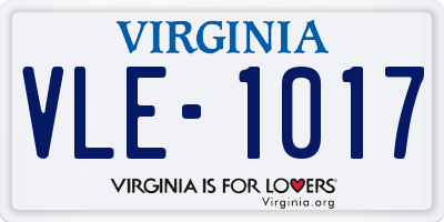 VA license plate VLE1017