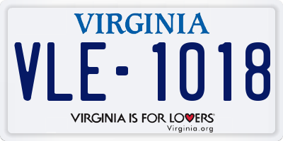 VA license plate VLE1018