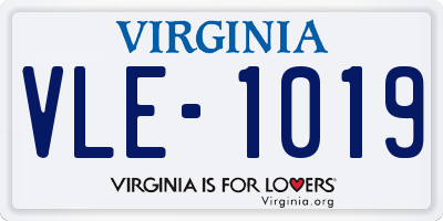 VA license plate VLE1019