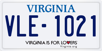 VA license plate VLE1021