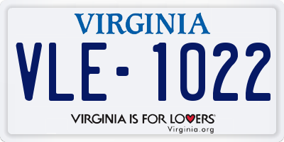 VA license plate VLE1022