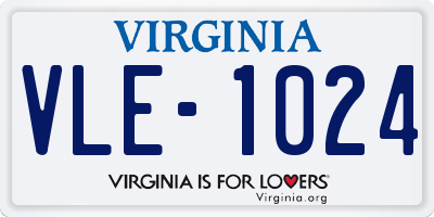 VA license plate VLE1024