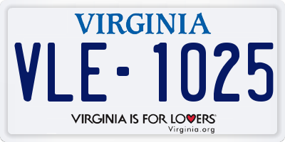 VA license plate VLE1025