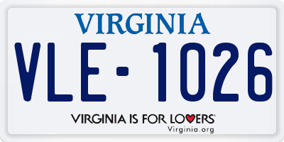 VA license plate VLE1026