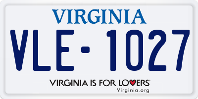 VA license plate VLE1027