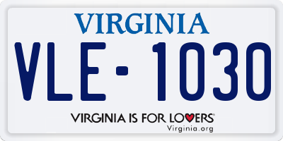 VA license plate VLE1030