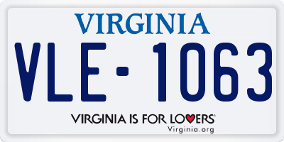 VA license plate VLE1063