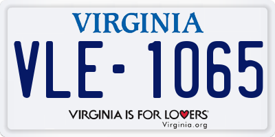 VA license plate VLE1065