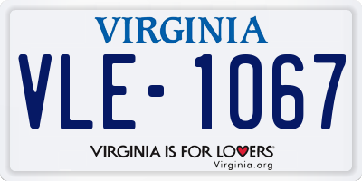 VA license plate VLE1067