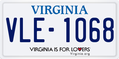 VA license plate VLE1068