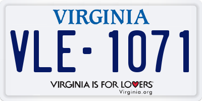 VA license plate VLE1071