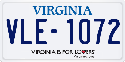 VA license plate VLE1072