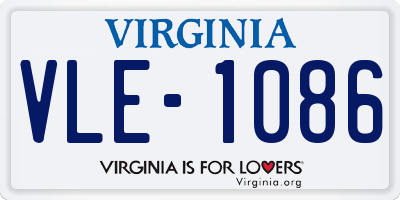 VA license plate VLE1086