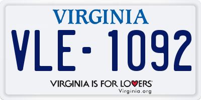 VA license plate VLE1092