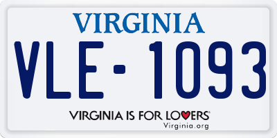 VA license plate VLE1093