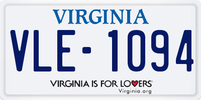 VA license plate VLE1094