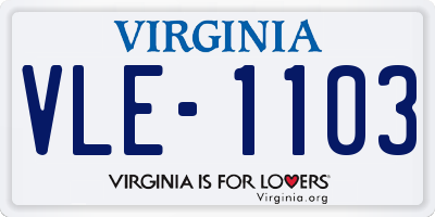 VA license plate VLE1103