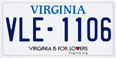 VA license plate VLE1106