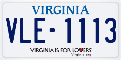 VA license plate VLE1113