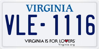 VA license plate VLE1116