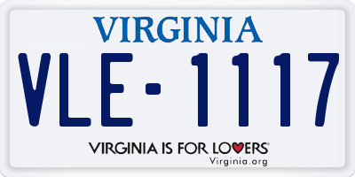 VA license plate VLE1117