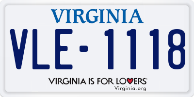 VA license plate VLE1118