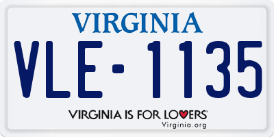 VA license plate VLE1135