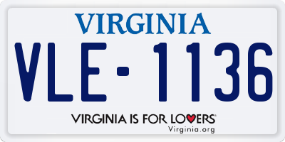 VA license plate VLE1136