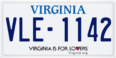 VA license plate VLE1142
