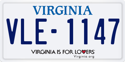 VA license plate VLE1147