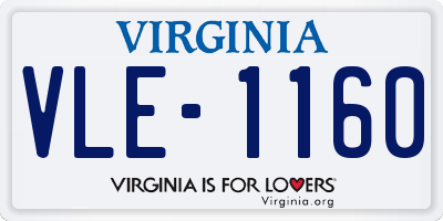 VA license plate VLE1160