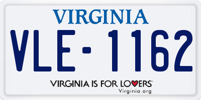 VA license plate VLE1162