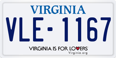 VA license plate VLE1167