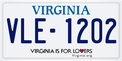VA license plate VLE1202