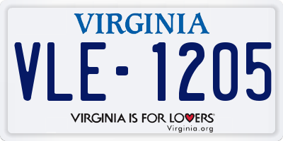 VA license plate VLE1205