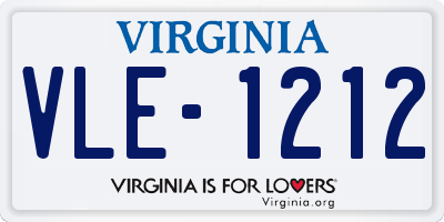VA license plate VLE1212