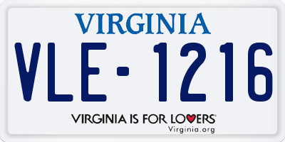VA license plate VLE1216