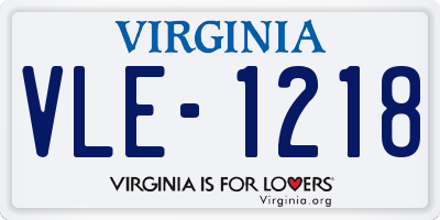 VA license plate VLE1218