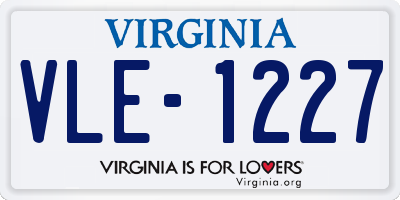 VA license plate VLE1227