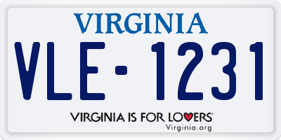 VA license plate VLE1231
