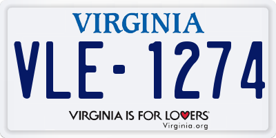 VA license plate VLE1274