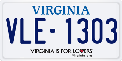 VA license plate VLE1303