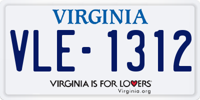 VA license plate VLE1312