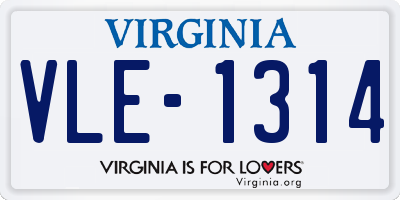 VA license plate VLE1314