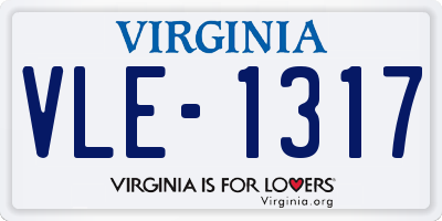 VA license plate VLE1317