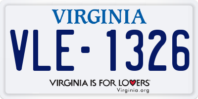 VA license plate VLE1326