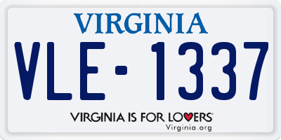 VA license plate VLE1337