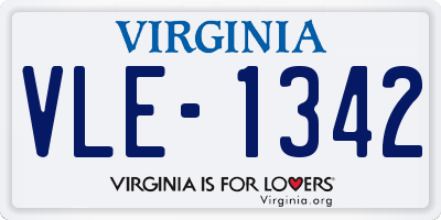 VA license plate VLE1342